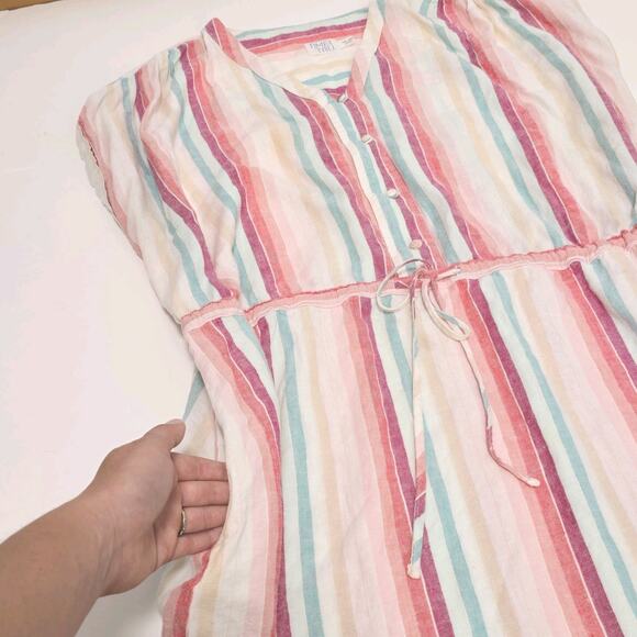 NWOT Time And Tru Ladies Striped Beach Sheath Dress Size XXL 100% Linen Pockets - Picture 8 of 10